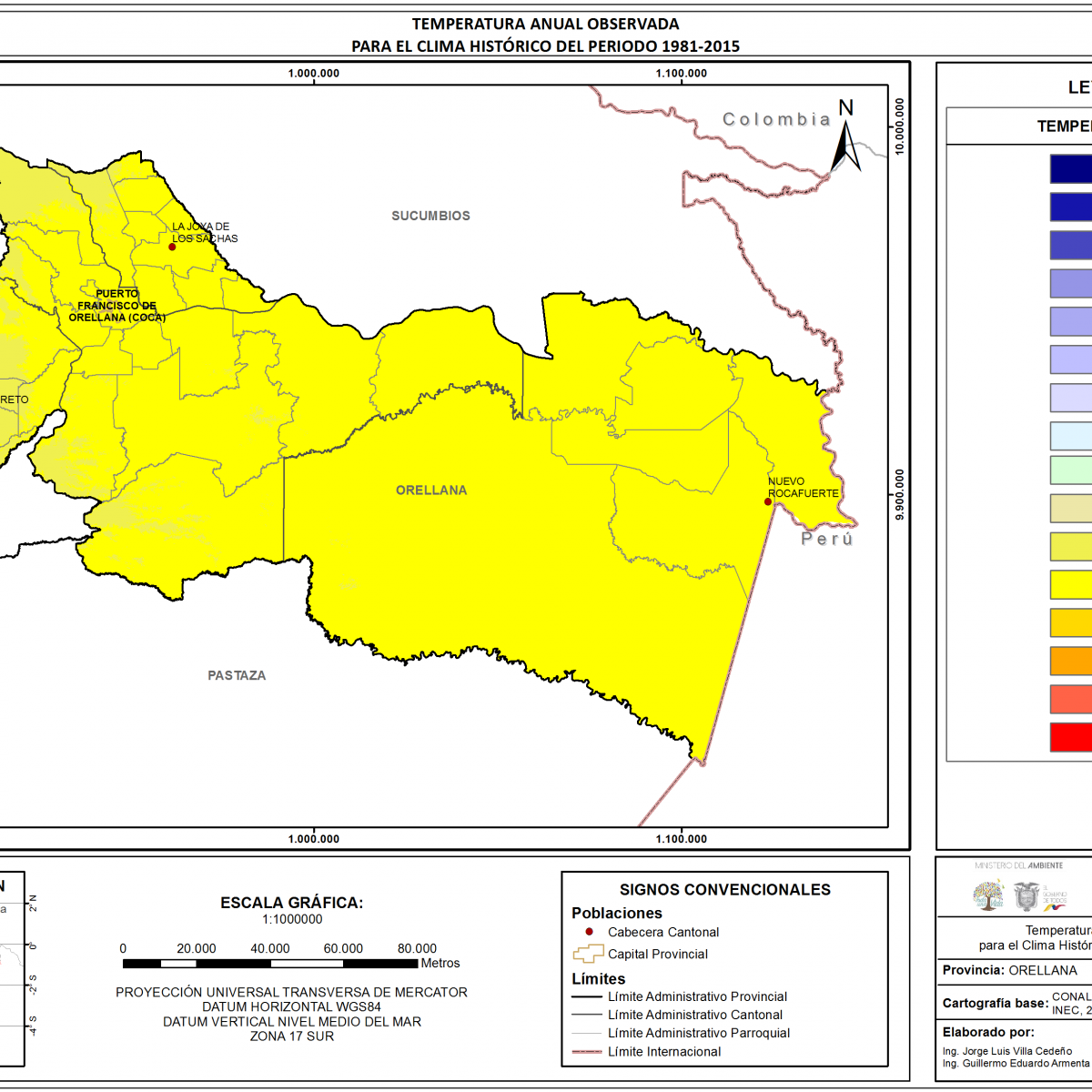 Mapa de temperatura  provincia Orellana