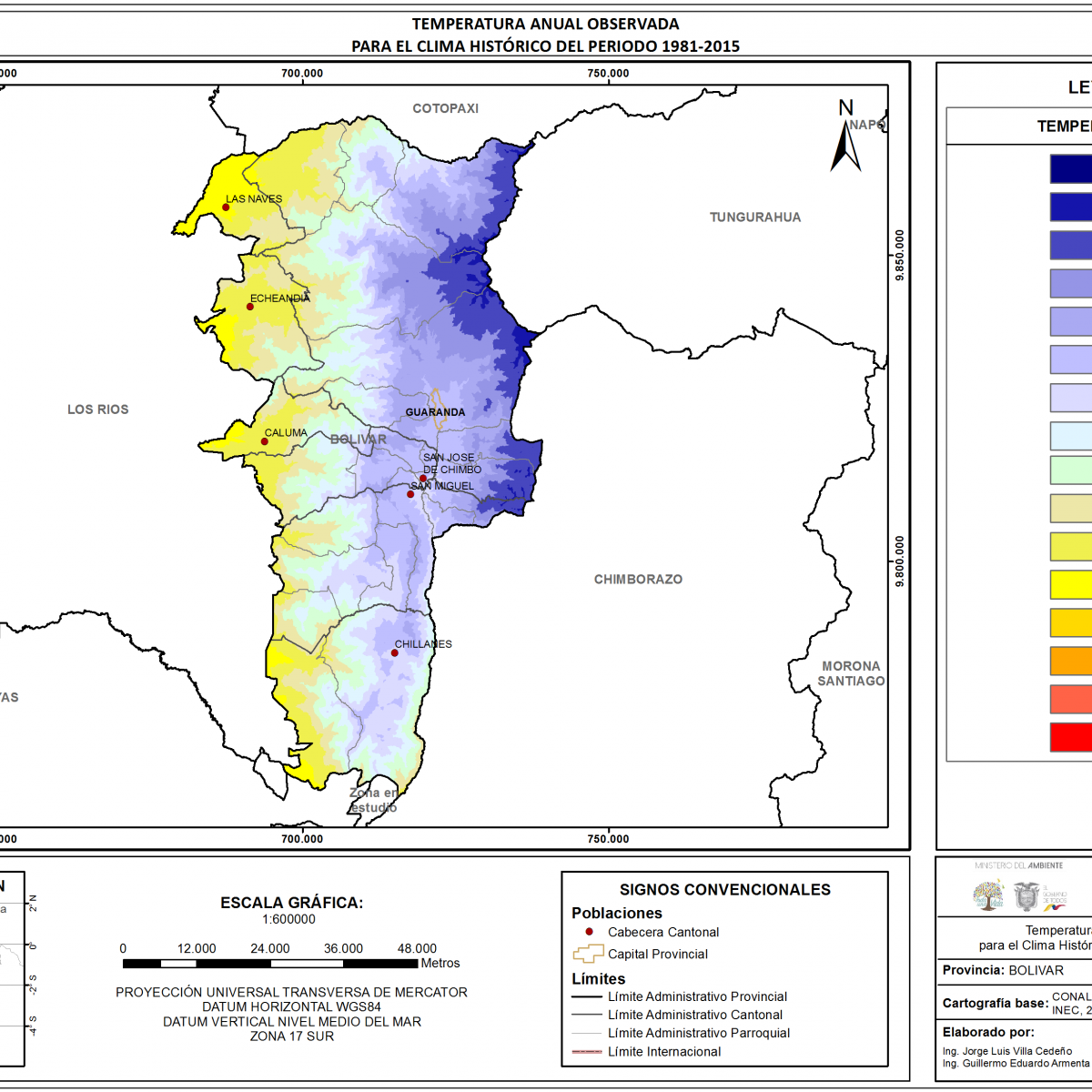 Mapa de Temperatura Provincia de Bolivar