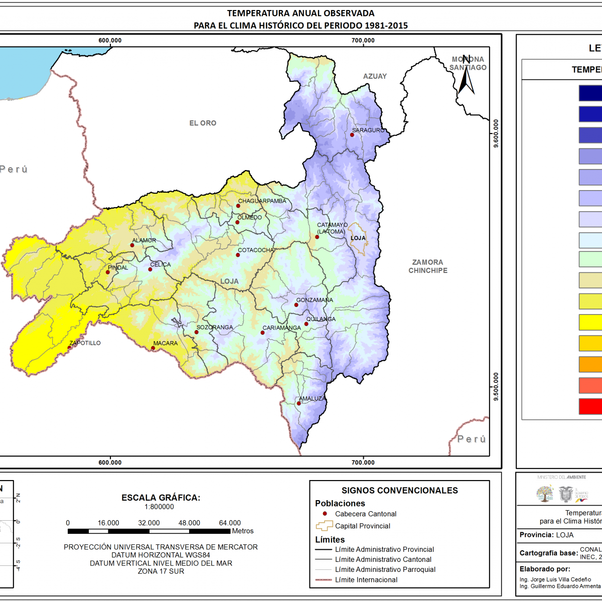 Mapa de temperatura  Provincia Loja