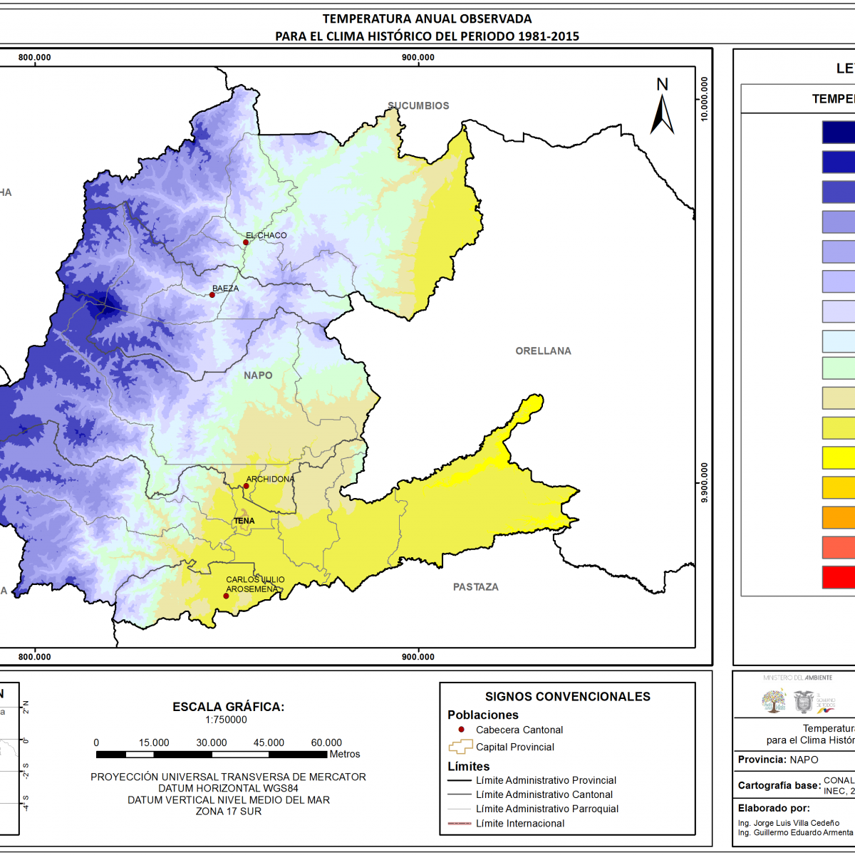 Mapa de temperatura provincia Napo