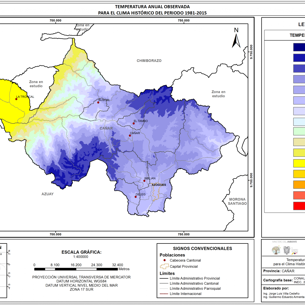 Mapa de temperatura  Provincia Cañar