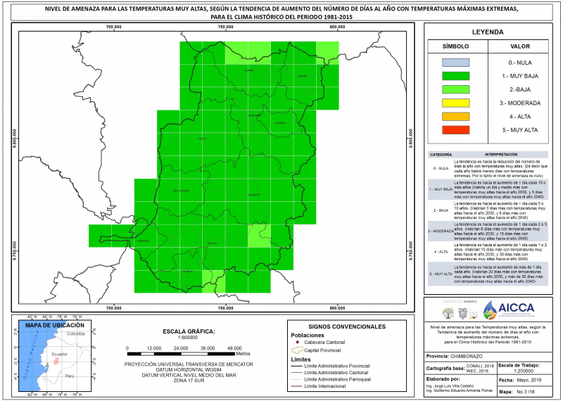 Mapa de Índice de Temperaturas muy Altas Provincia Chimborazo