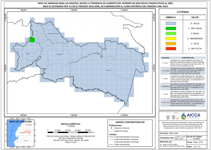 Mapa de índice de sequías provincia Orellana