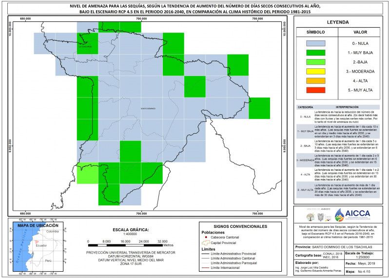 Mapa de índice de sequías provincia Santo Domingo