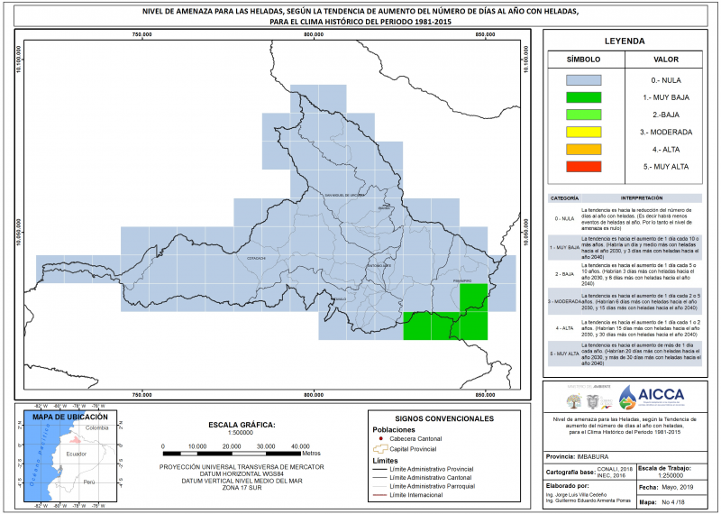 Mapa de índice de Heladas Provincia Imbabura