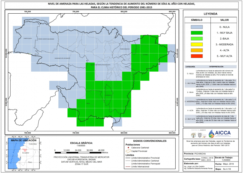 Mapa de índice de heladas provincia Pichincha