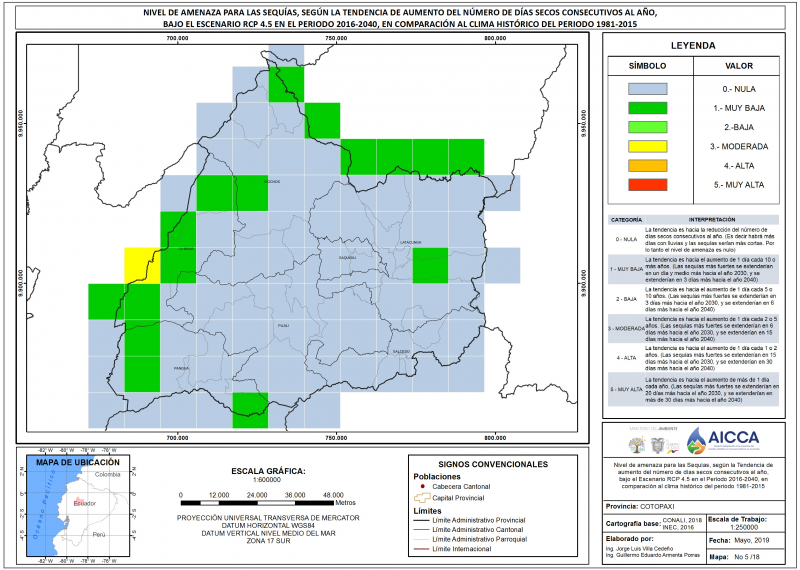 Mapa de índice de sequías Provincia Cotopaxi