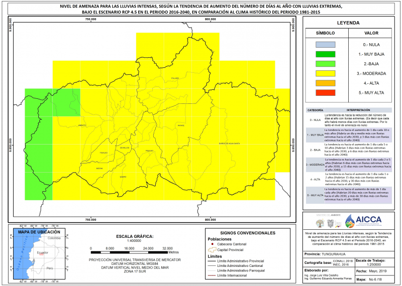 Mapa de índice de lluvias intensas provincia Tungurahua