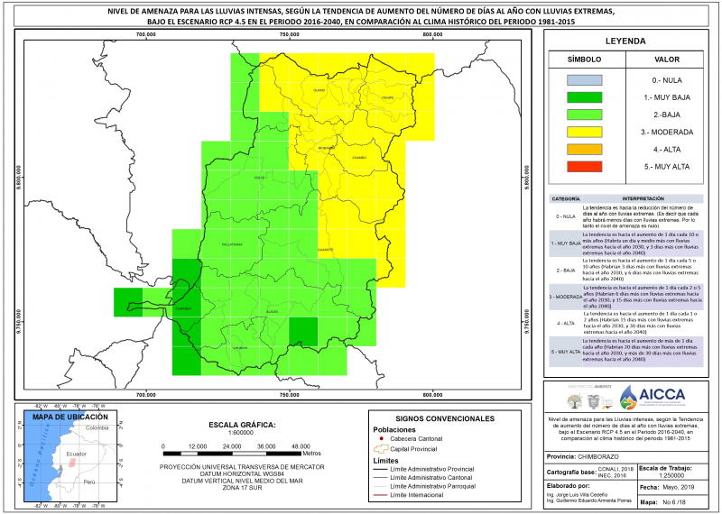Mapa de índice de lluvias intensas Provincia Chimborazo