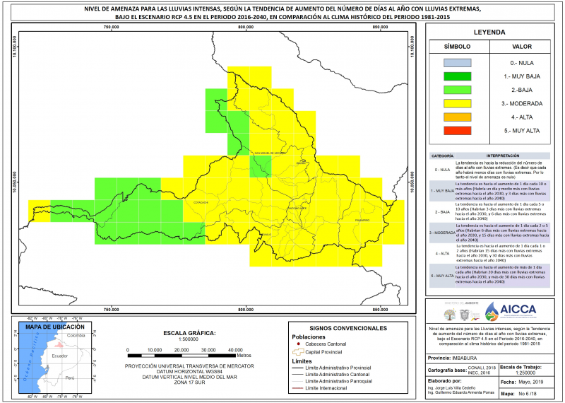 Mapa de índice de lluvias intensas Provincia Imbabura