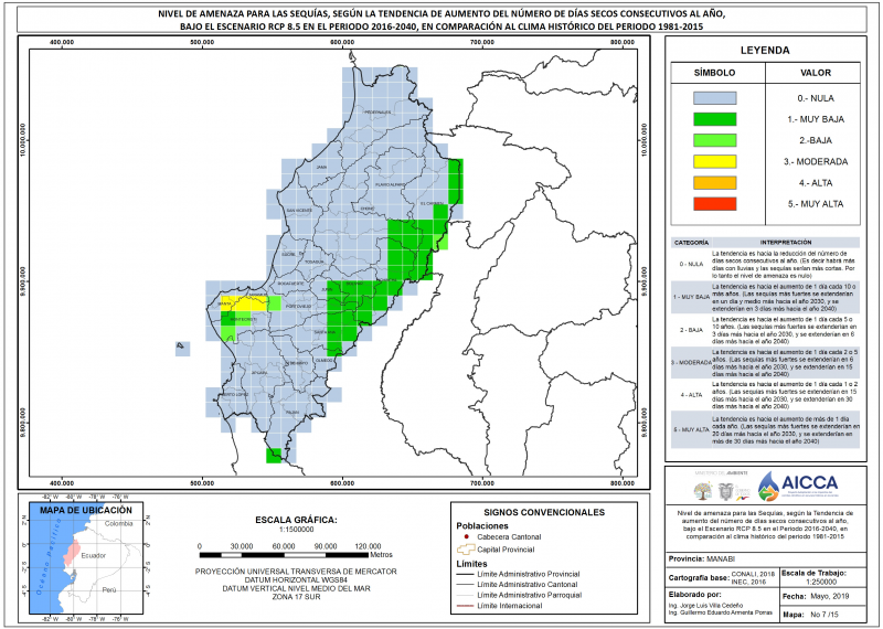 Mapa de índice de sequías Provincia Manabí