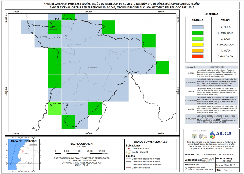Mapa de índice de sequías provincia Santo Domingo