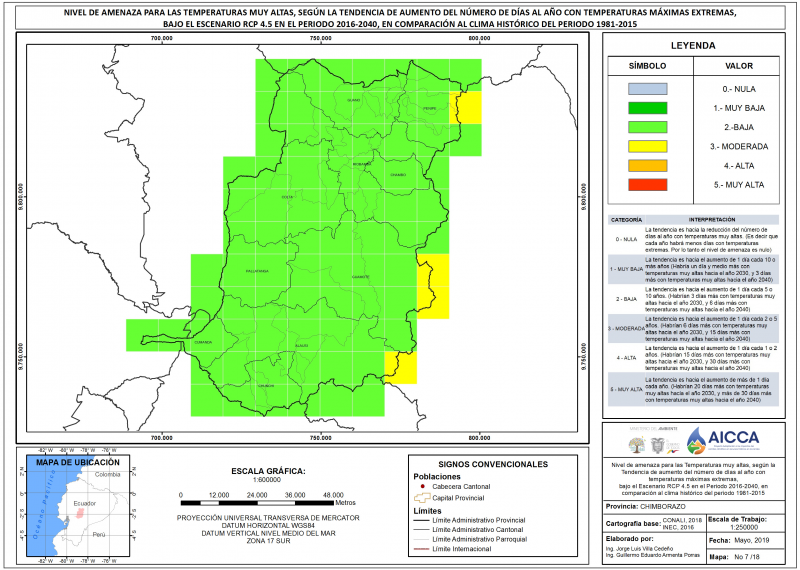 Mapa de Índice de Temperaturas muy Altas Provincia Chimborazo