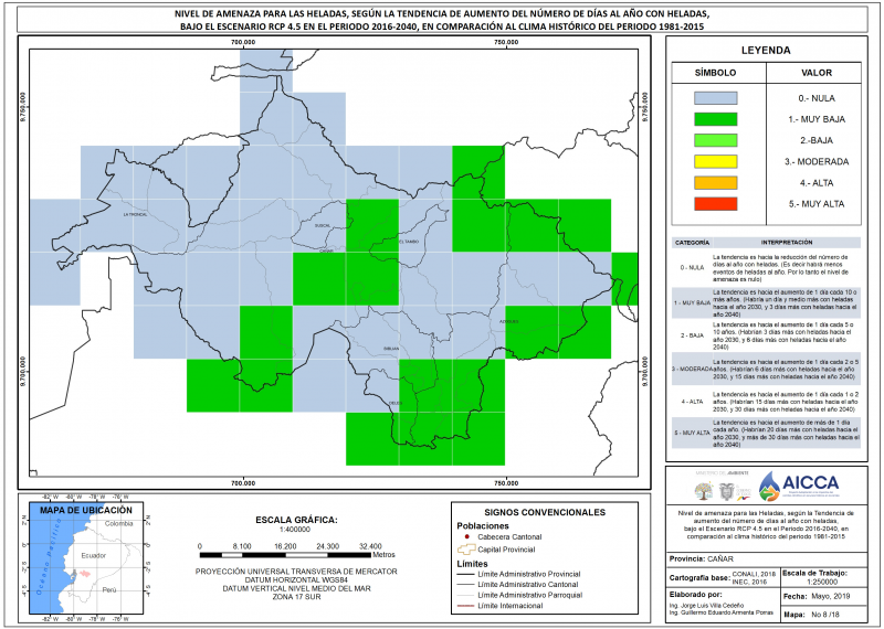 Mapa de índice de Heladas Provincia Cañar