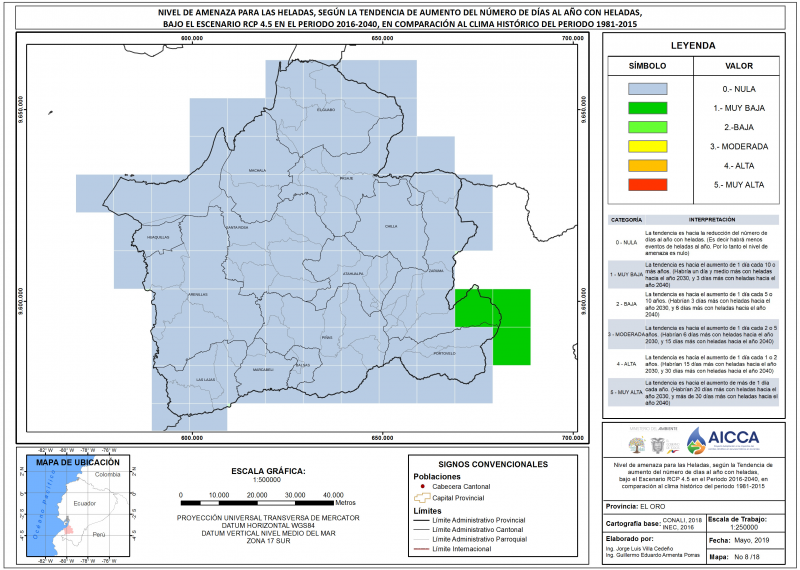 Mapa de índice de Heladas Provincia El Oro