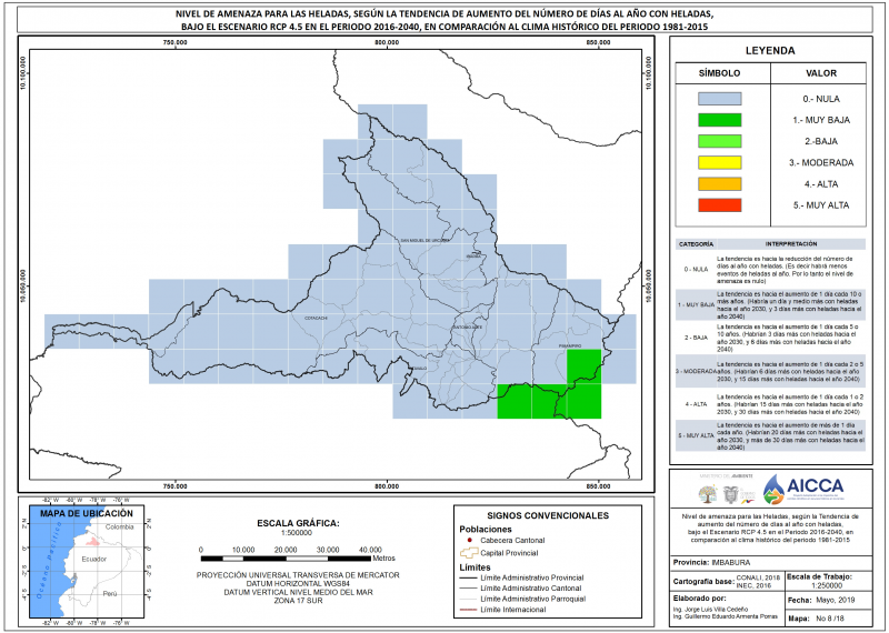 Mapa de índice de Heladas Provincia Imbabura