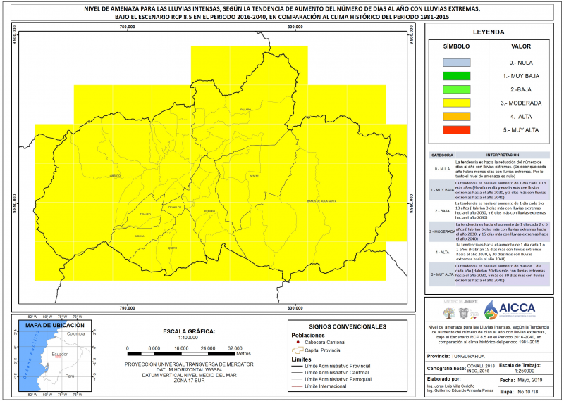 Mapa de índice de lluvias intensas provincia Tungurahua