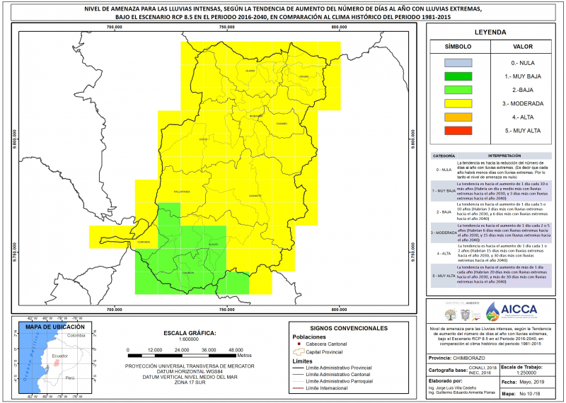 Mapa de índice de lluvias intensas Provincia Chimborazo