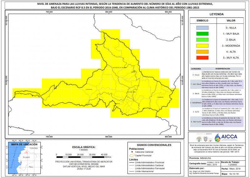 Mapa de índice de lluvias intensas Provincia Imbabura
