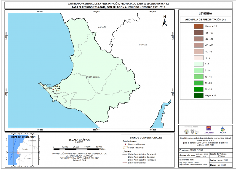 Mapa de precipitación provincia Santa Elena