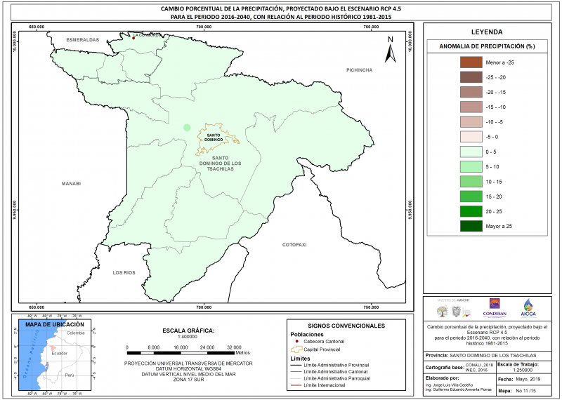 Mapa de precipitación provincia Santo Domingo