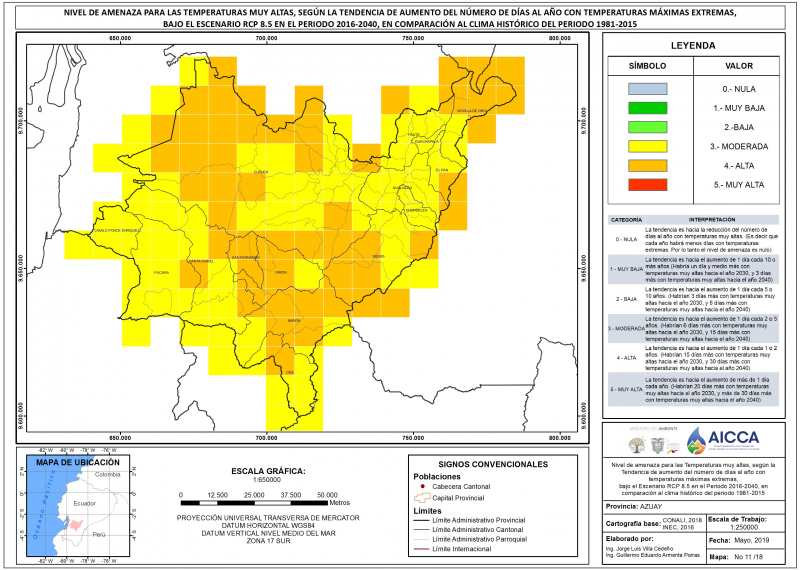 Mapa de Índice de Temperaturas muy Altas Provincia de Azuai