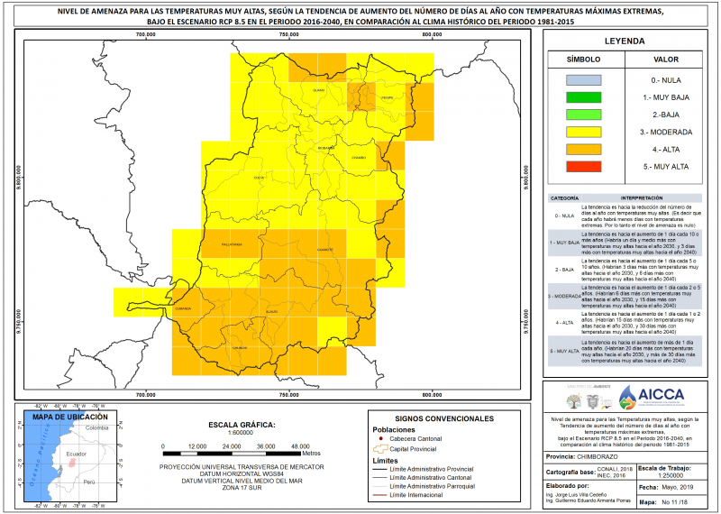 Mapa de Índice de Temperaturas muy Altas Provincia Chimborazo