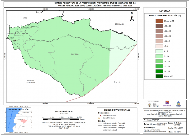 Mapa de precipitación provincia Pastaza