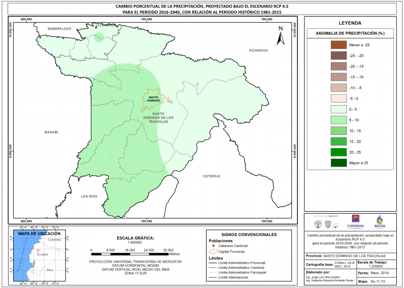 Mapa de precipitación provincia Santo Domingo