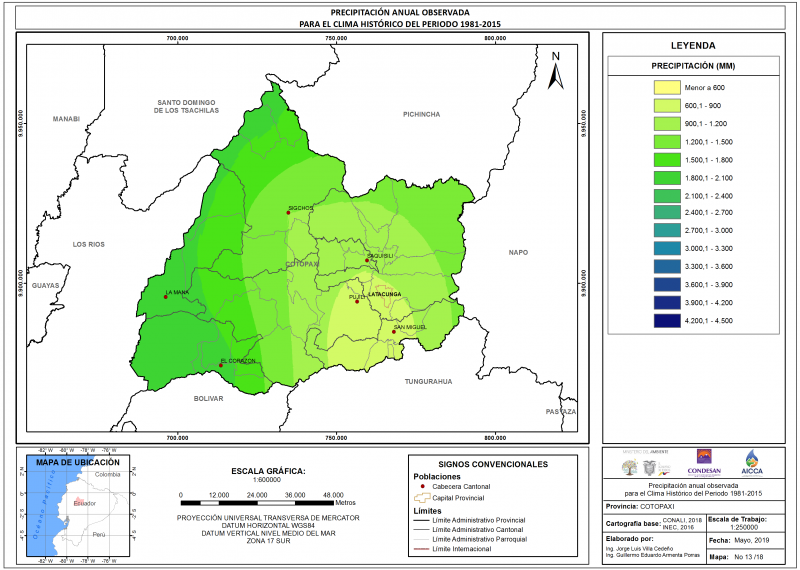 Mapa de precipitación Provincia Cotopaxi