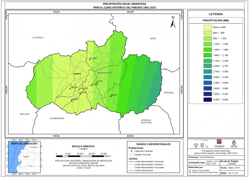 Mapa de precipitación provincia Tungurahua