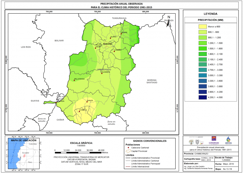 Mapa de precipitación Provincia Chimborazo