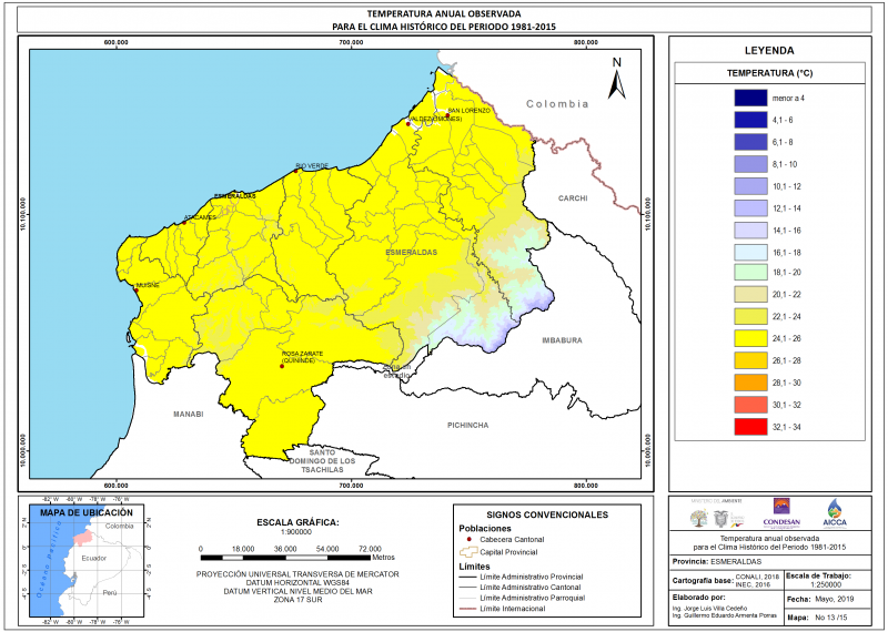 Mapa de temperatura  Provincia Esmeraldas