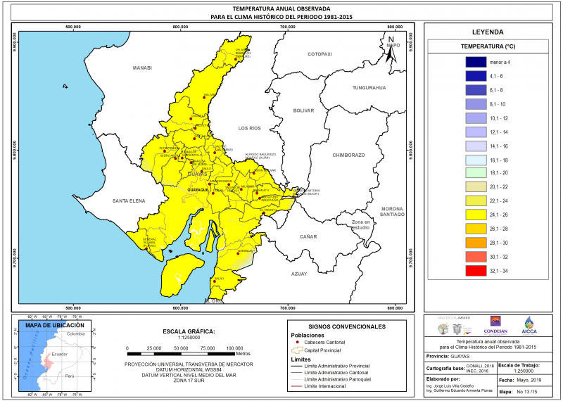 Mapa de temperatura  Provincia Guayas