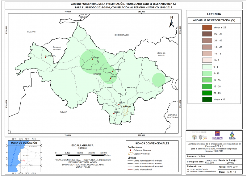 Mapa de precipitación Provincia Cañar