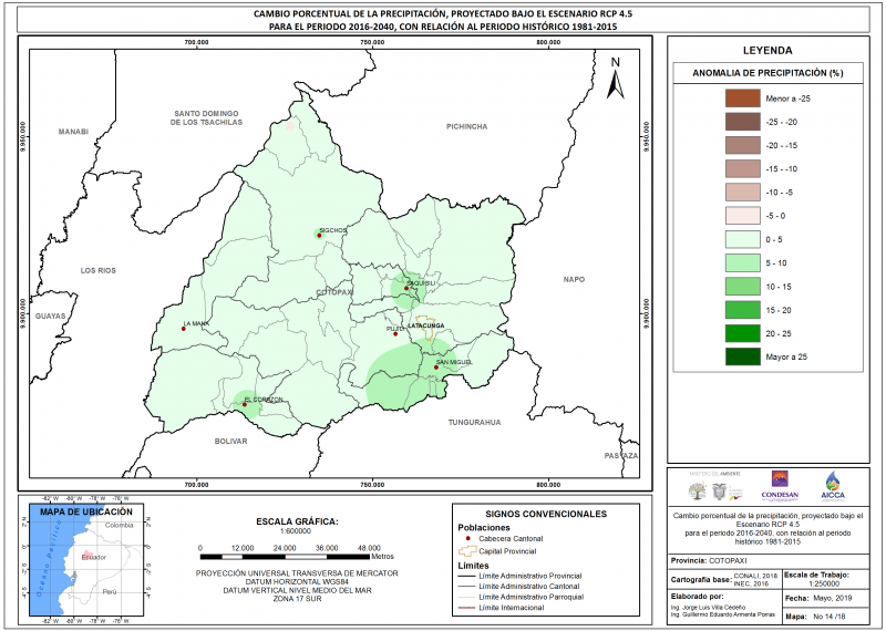Mapa de precipitación Provincia Cotopaxi
