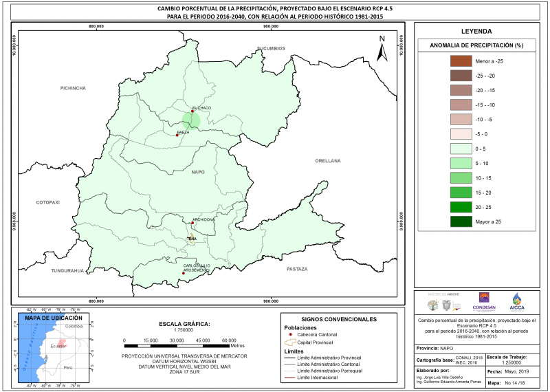 Mapa de precipitación provincia Napo