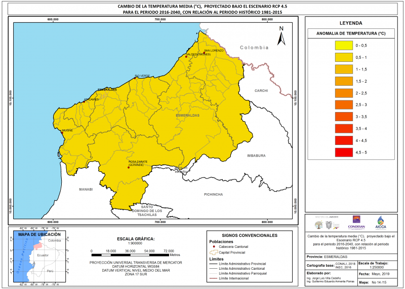 Mapa de temperatura  Provincia Esmeraldas