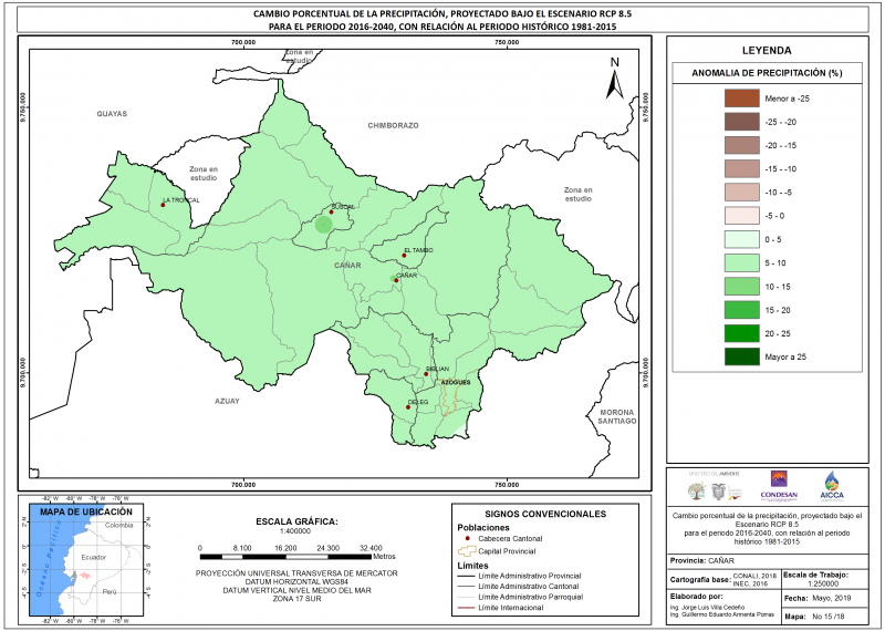 Mapa de precipitación Provincia Cañar