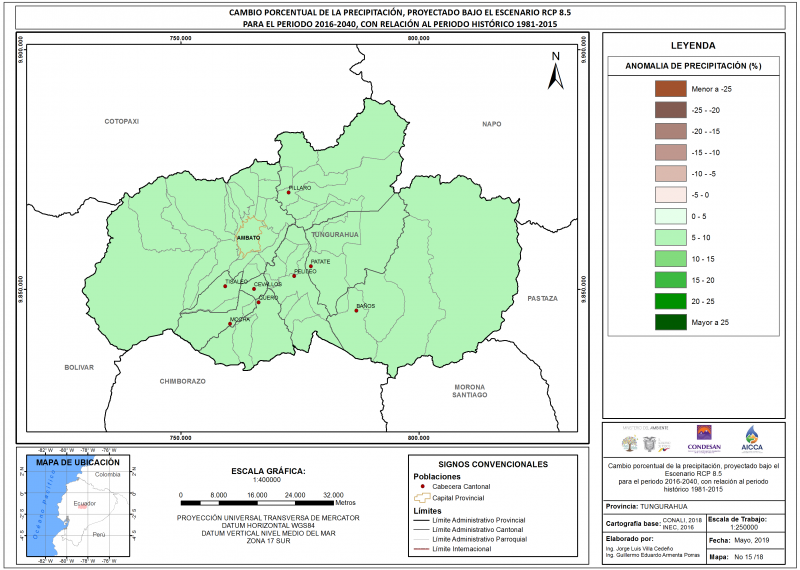 Mapa de precipitación provincia Tungurahua