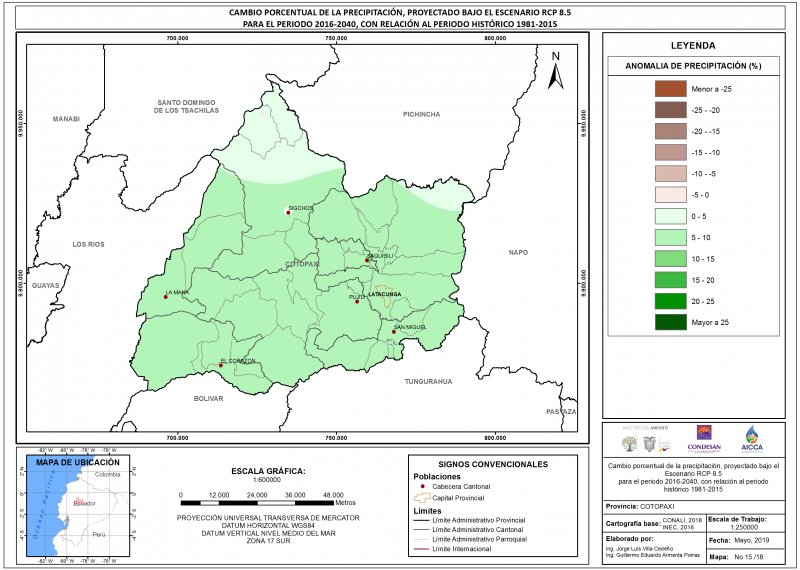 Mapa de precipitación Provincia Cotopaxi