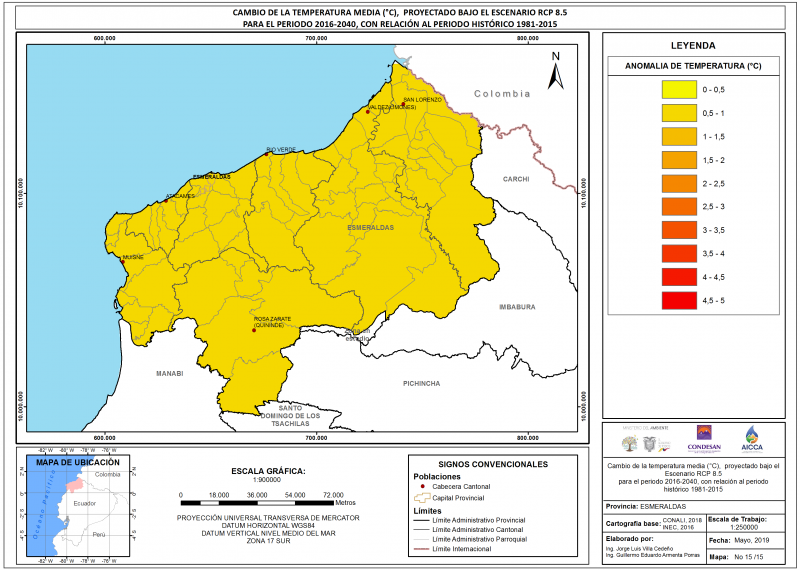 Mapa de temperatura  Provincia Esmeraldas
