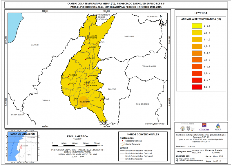 Mapa de temperatura  Provincia Los Rios