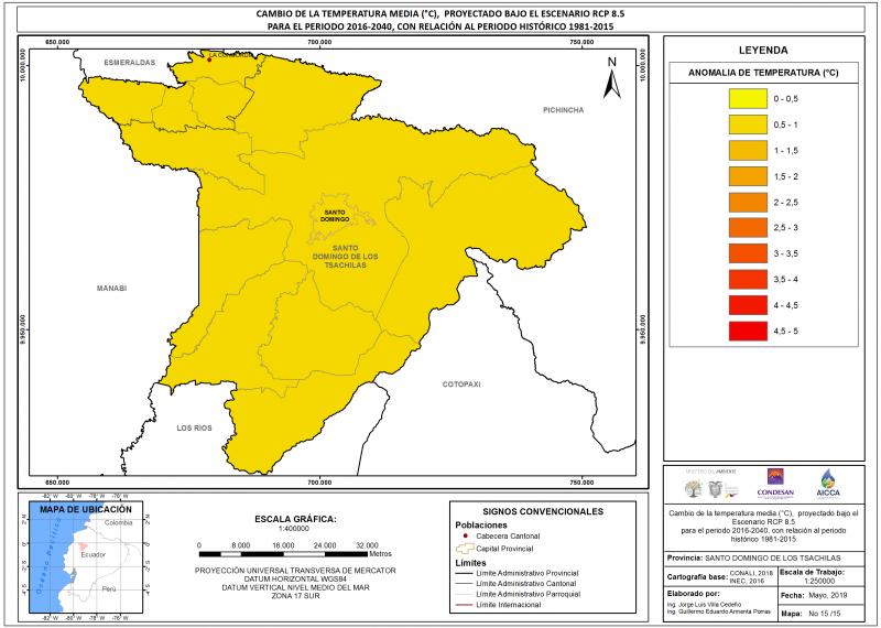 Mapa de temperatura  provincia Santo Domingo