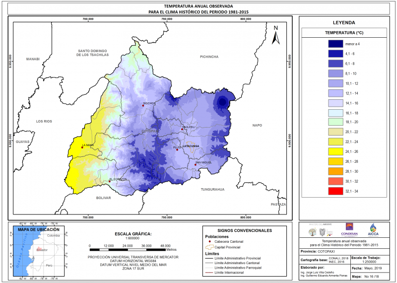 Mapa de temperatura  Provincia Cotopaxi