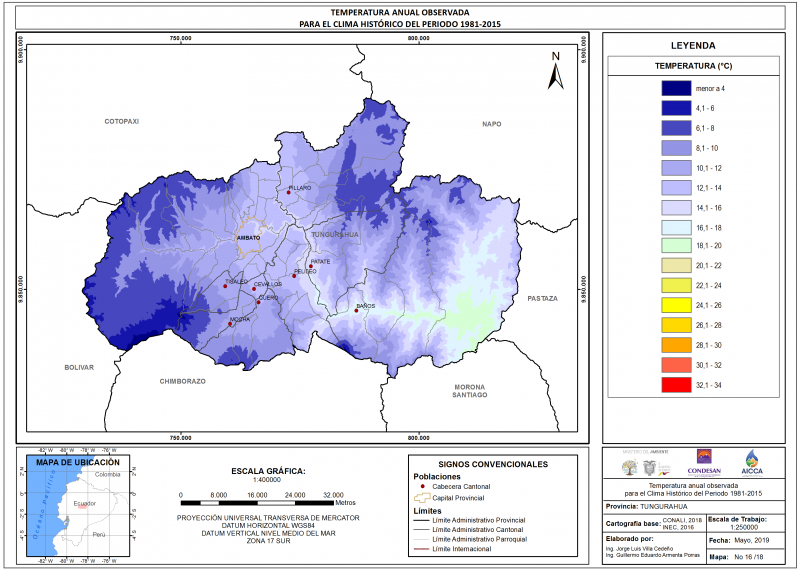 Mapa de temperatura Tungurahua