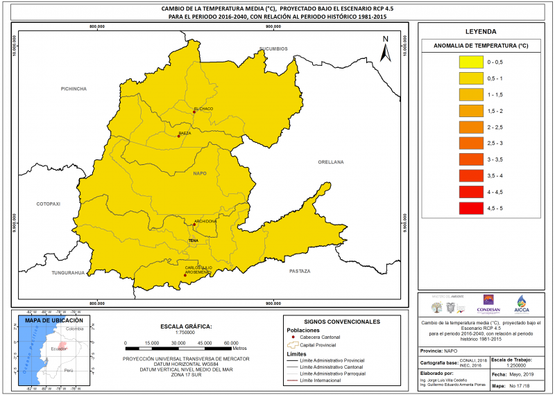 Mapa de temperatura provincia Napo