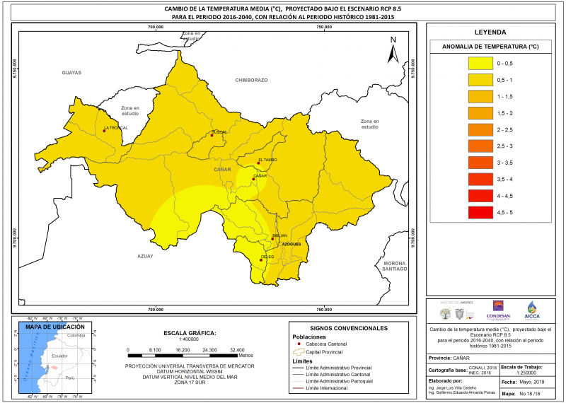 Mapa de temperatura  Provincia Cañar