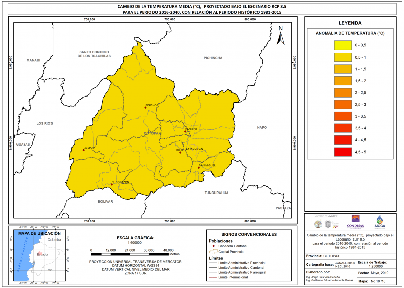 Mapa de temperatura  Provincia Cotopaxi