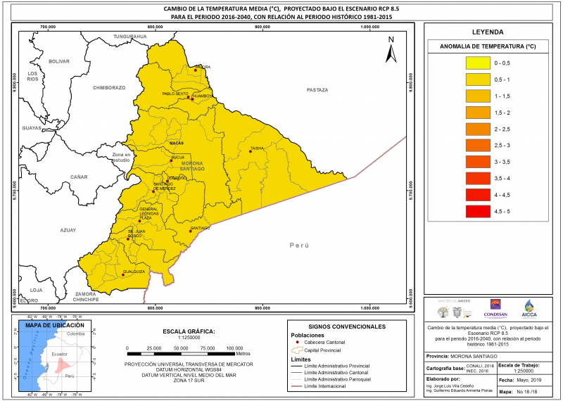 Mapa de temperatura provincia Morona Santiago